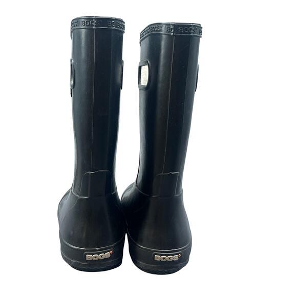 Bogs Youth Rain Boots Size 5 Black Rubber Waterproof Mid Calf Pull On Handles - Picture 4 of 10